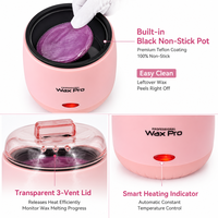 Chauffe-cire Wax Pro Pink Mini 200ml, chauffe-cire dépilatoire à fusion rapide pour le corps et les mains, pot antiadhésif, 110-220V, garantie 1 an