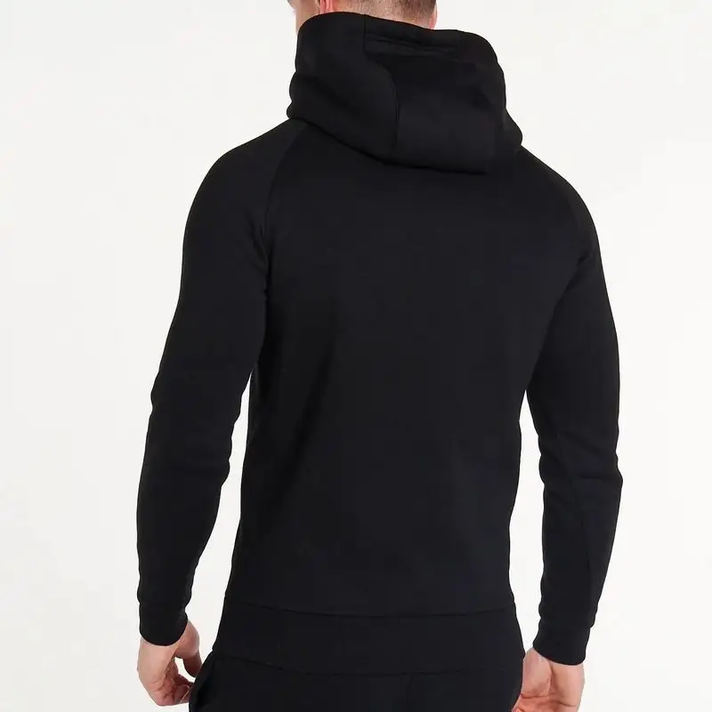 Sweat-shirt à capuche noir pour homme, vêtement de sport à séchage rapide et doux, coupe slim avec cordon de serrage, offre spéciale