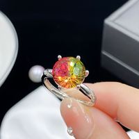 Bague de luxe fantaisie avec opales multicolores et éclatantes, sertie de griffes, pour mariage et soirée