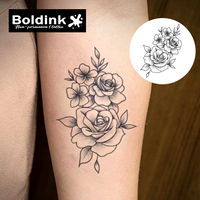 Tatouage au jus de Jagua Boldink personnalisé, réaliste, en forme de rose, résistant à l'eau, longue durée (2 semaines)