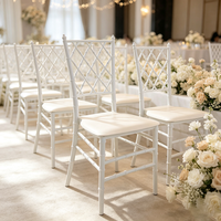 Chaise Chiavari empilable en métal blanc pour salle à manger, idéale pour mariages en extérieur, banquets, événements et événements festifs – Vente en gros