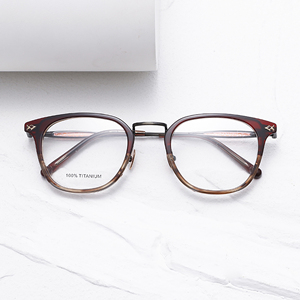 Oval Full Rim <b>Eyeglasses</b> Solid Brown Titanium <b>Frame</b> Unisex Classic Anti-Uv Lightweight Vision Correction <b>Frames</b> - Product Image 6