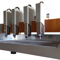 Machine de gravure CNC à quatre têtes JK-2525 pour pierre, machine de sculpture sur pierre multi-broches robuste pour monuments et pierres tombales
