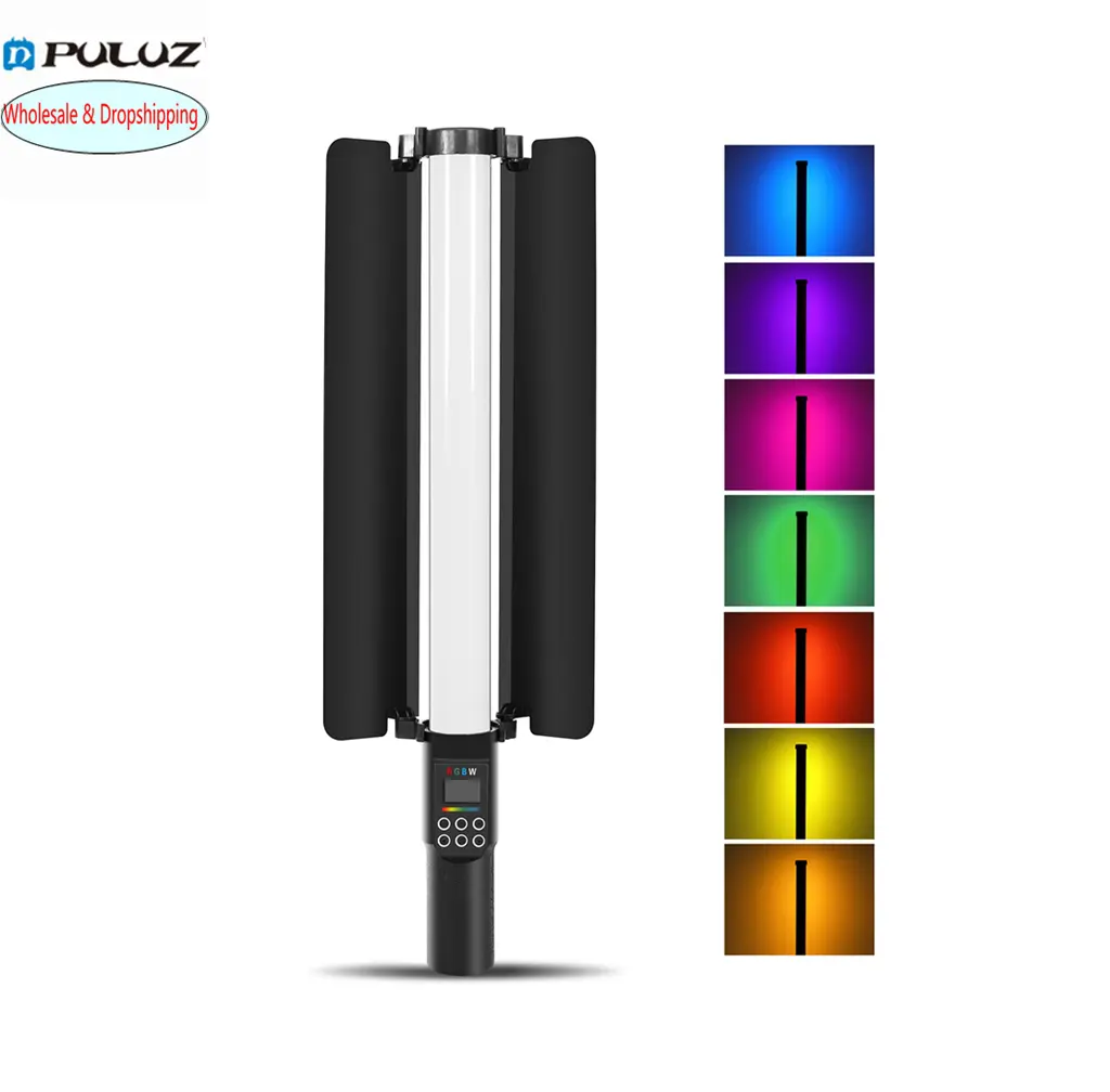 PULUZ 190 LEDフォトハンドヘルドスティックライトフルカラーRGBフィルライト充電式4600mAhバッテリー付き