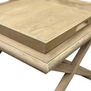 T001-105 आधुनिक डिजाइन शास्त्रीय न्यूनतम शैली ठोस ओक लकड़ी भोजन के लिए उत्कीर्ण लकड़ी की सर्विंग ट्रे