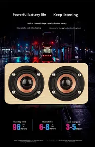 가정용 목재 듀얼 3W 스테레오 베이스 TF 메모리 카드 슬롯 휴대용 블루투스 무선 스피커 - Product Image 4