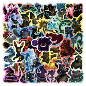60 Pezzi/Confezione Adesivi Rimovibili in Vinile Impermeabili Stile Neon Dark con Simpatici Mostri Pika Pokeball - Product Image 1