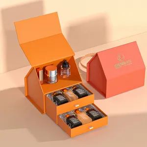 Custom Printing Luxury Cosmetic Magnetic Rigid Gift Box With Lid Special Shape Gift Box For Skincare Makeup Set Packaging