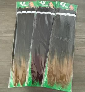 Mèches à tresser 4X 60 pouces pré-étirées en gros 300g Cheveux synthétiques lisses Afro Yaki pour tresses - Product Image 1