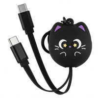 Câble de charge rapide 60W au design innovant pour chat, 2-en-1 universel multi-appareils (téléphone, tablette), câble de données rétractable USB Type-C 60W