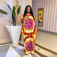 Nouvelle Robe Kaftan Bubu Décontractée Ample Respirante Confortable avec Grande Écharpe Imprimée Africaine Grande Taille Élégante pour Femme en Coton pour Fête