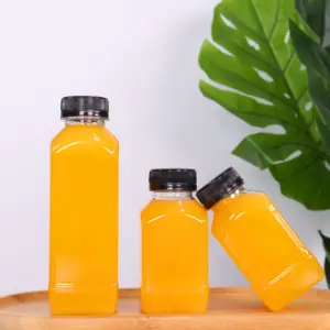 Bottiglie resistenti al calore di succo di plastica da 12 once biodegradabili da 250ml 450ml all'ingrosso con etichetta personalizzata