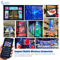 Écrans d'affichage LED transparents flexibles pour publicité murale et vitrine, technologie holographique la plus récente RX, film LED P3.91 pour intérieur.