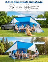 Tente de camping pour SUV 5-9 personnes avec espace moustiquaire, tente familiale pour voiture, tente de camping imperméable avec extension pour hayon de véhicule et auvent