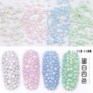 Strass en verre à dos plat, couleur unie, tailles mixtes 1.3-6.5mm, accessoires DIY pour nail art SS3-SS30 - Product Image 1