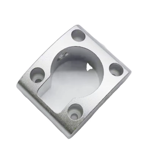 Custom CNC Milled <b>Sandblasted</b> Silver Aluminum Square Flange Base Large Semi-Circular Inner Cavity Four Countersink Hole Motor Mo - Product Image 1