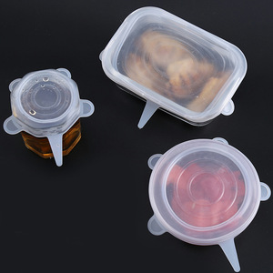 Silicone Food Storage Lid Set 6-Piece Clip-On Transparent Freshness Preservation Kitchen Dish Bowl Cover - Product Image 1