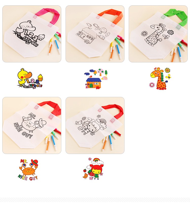 Pack De 12 Bolsas De Tela Para Colorear Con 2 Rotuladores Y 6 Lápices De Acuarela, 3 Estilos Diferentes, Reutilizables, Para Fiestas Infantiles Y Regalos De Cumpleaños