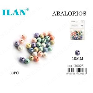 Ilan Abalorios Perline colorate pastello da 10 mm 30 pezzi per la creazione di gioielli - Product Image 1