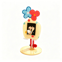Cadre photo Polaroid étanche en forme de vase à fleurs Pixel Art, pliable en acrylique, réglable, pour bureau, décoration, cadeau, logo personnalisé OEM