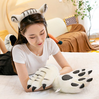 Gants en peluche Patte de Tigre et Patte de Dinosaure, Design Tendance, Cadeau Décontracté pour Enfants, Coton Spandex, Quatre Saisons
