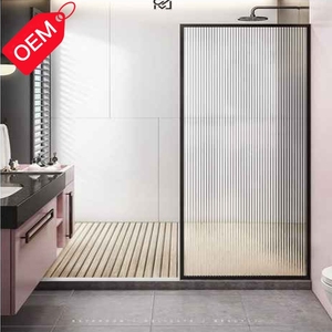 Bandeja rectangular para puerta de <span class=keywords><strong>ducha</strong></span> sin marco al por mayor, cristal templado de 8mm de grosor con marco cepillado, pantalla de cristal corredizo para Baño - Product Image 3