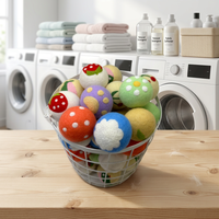 Boules de lavage en laine bio faites à la main, anti-plis et anti-emmêlement, réutilisables, pour sèche-linge et usage domestique