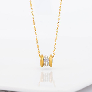 Korean Style 18K Gold Plated <b>Titanium</b> Steel Rhinestone Pendant Clavicle <b>Chain</b> For Women Geometric Shape Gift Jewelry - Product Image 1