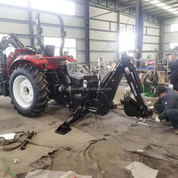 4x4 Landwirtschaftlicher Radtraktor mit Heckbagger im Angebot, Anhängbare Baggerlader, Neuzustand, Ladermaschine mit Kernpumpenkomponente