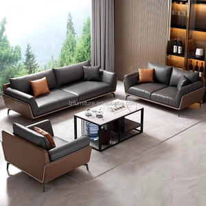 Ensemble de canapés de direction modulaires modernes en cuir écologique, durables, personnalisables en couleur et en taille, Lovezone, pour bureau à domicile, salon - Product Image 2