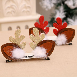 Christmas children's gift set: <b>Gold</b>-powdered stag antler hair clips, hair ornaments, Christmas <b>headbands</b>. - Product Image 3