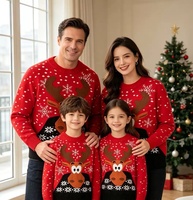 Pull de Noël pour la Famille – Tenue Assortie Homme et Femme – Style Européen Automne-Hiver – Manteau à Motif Élan