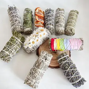 4 Inch Organic California Sage Stick Cleansing Bundle Natural Flower White Sage Smudging Wands Blue Sage Home Cleansing Blessing