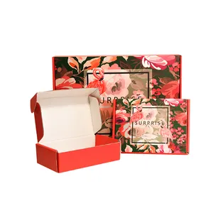 免费样品定制标志粉色化妆品波纹包装邮件箱装运箱纸盒