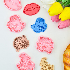 Moule à biscuits en plastique écologique série Art, motif éclair 3D de dessin animé, pour simulation d'argile DIY, biscuits et donuts personnalisés imprimés - Product Image 4