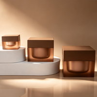 Vente en gros usine de pots en plastique vides pour gel UV et gel de construction, 5g, 15g, 30g, 50g, pots carrés pour gel de construction, emballage cosmétique givré