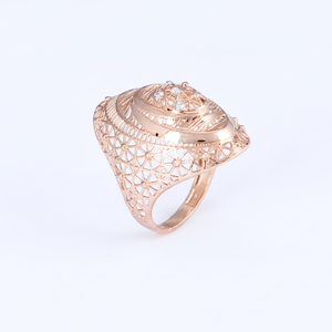Meilleur prix Bague ethnique de luxe en or rose 14 carats avec diamant naturel taille brillant plaqué rhodium pour femmes Certifiée IGI Indienne - Product Image 2