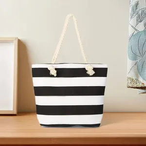 Custom Heavy Duty Waterproof <b>Canvas</b> Tote Private Label Beach Bag With Straw Weaving Promotional <b>Backpack</b> - Product Image 6