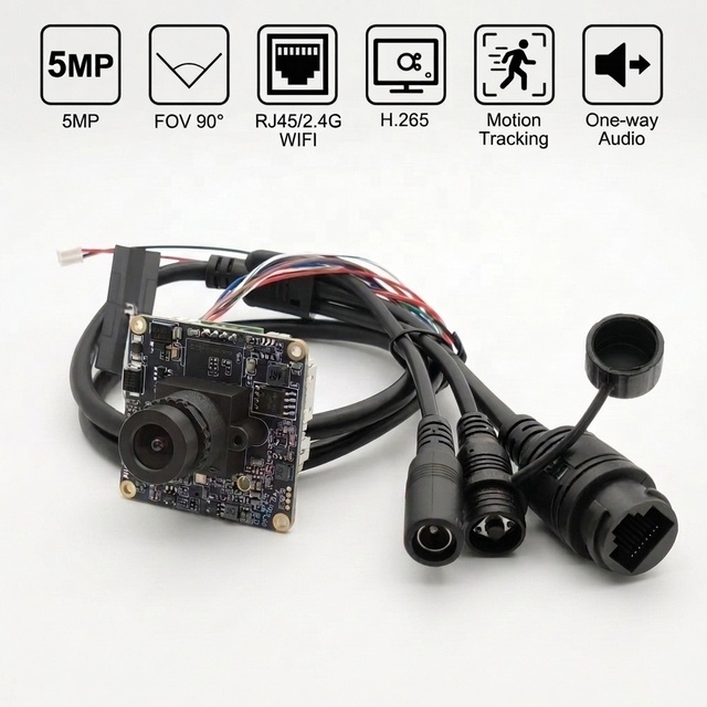 Camhi Camhipro Diy Home Security 5MP H.265 RTSP FTP P2P 38x38mm Built-in Mic Wide-Angle WiFi IP Camera Module SD Card Slot