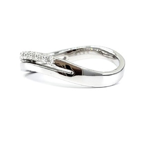 Charmant Design Inspiré Simple À La Mode Fine Bijoux 14k Solide Or Blanc Réel Diamant Courbe Forme Anneaux De Mariage Pour Les Femmes - Product Image 3
