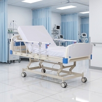 Lit médical électrique 3 fonctions pour hôpital avec 4 trous pour poteaux IV