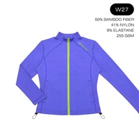 Veste de golf pour femmes, fabricant de manteaux de golf en fibre de bambou, vêtements de performance pour le golf, fermeture éclair intégrale, marque privée, usine OEM ODM