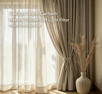 Voilage en mélange de lin naturel, texture douce, filtre la lumière, pour la décoration intérieure de maison, villa, hôtel