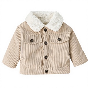 Veste en velours côtelé pour bébés garçons et filles, doublure Sherpa, col à revers, boutonnée, épaisse et chaude, vêtement d'extérieur teint pour l'hiver - Product Image 1