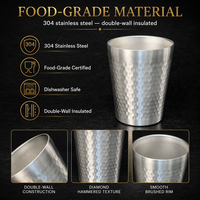 Gobelet isotherme personnalisé en acier inoxydable martelé à double paroi, pour bar et cuisine, fabricant OEM ODM en gros