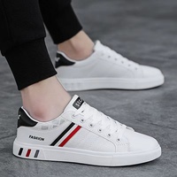 Nouvelles Chaussures Blanches Plates en Cuir Tendance pour Hommes, Légères, de Sport et de Loisirs, pour la Course, avec Bout Décontracté et Semelle Intérieure en PU pour l'Automne