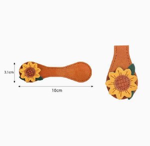 Marque-page en tissu tournesol avec bord cousu, réutilisable, cadeau, longueur 10 cm, design mignon de dessin animé - Product Image 1