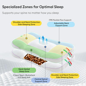 Almohada de alineación de la columna vertebral para niños con capa superior de algodón, relleno de hierbas de poliéster suave y funda de almohada de calentamiento y enfriamiento - Product Image 4