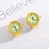 Montre bague numérique à luminescence photo, cadran minimaliste, plaqué or, mini montre de doigt ronde