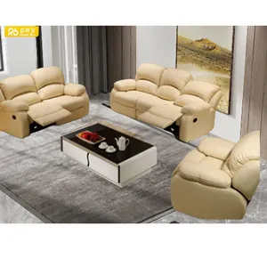 Canapé inclinable inclinable en bois et cuir, ensemble chaise, pour salon